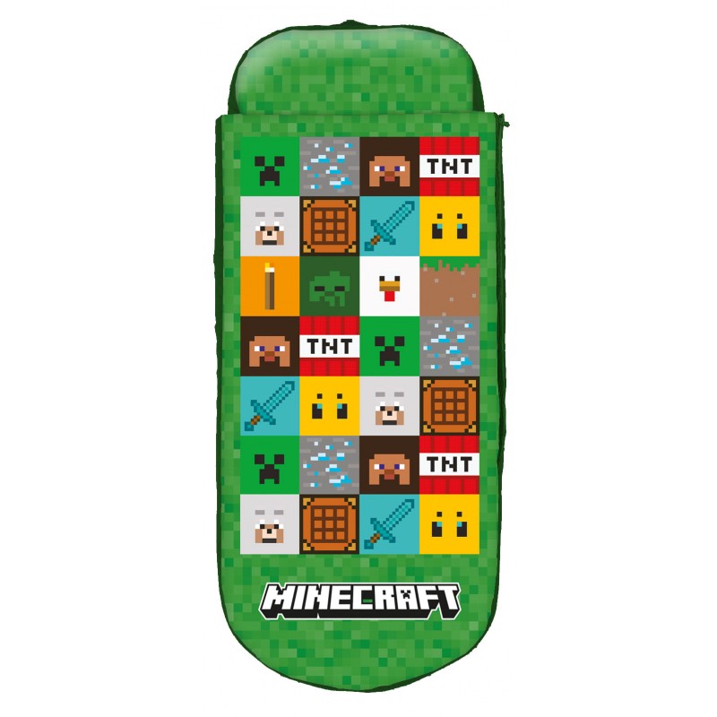 Minecraft slaapzak met opblaasbed groen 62 x 150 x 20 cm - polyester