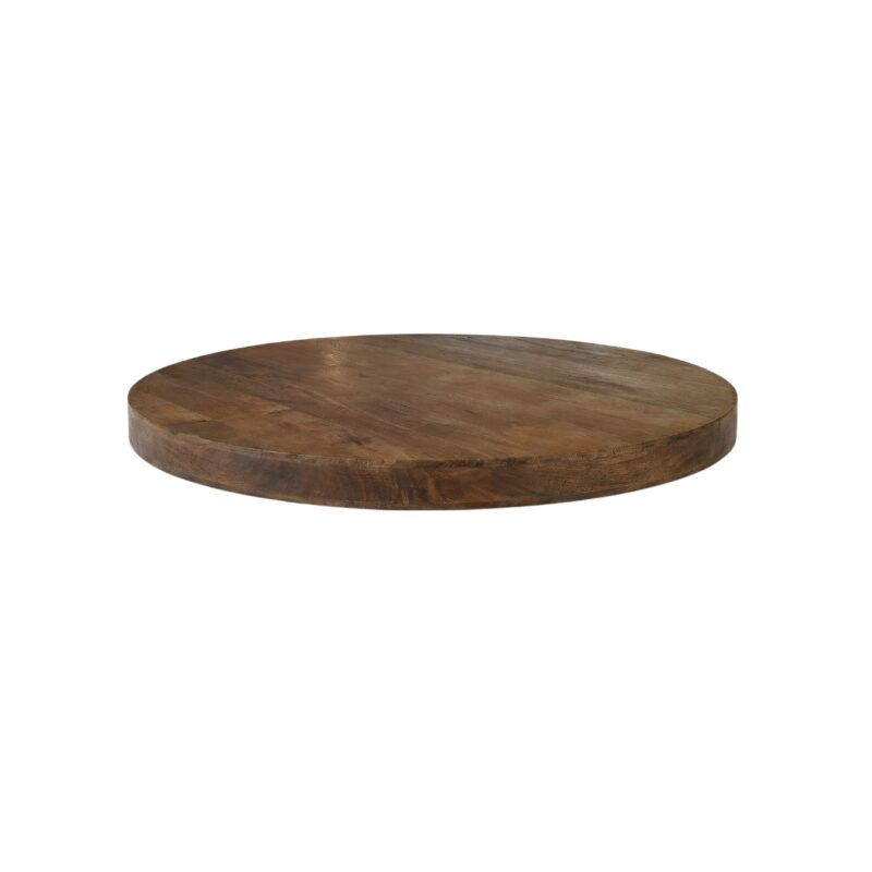 LABEL51 Eetkamertafel Tafelblad Straight Edge - Nature Smooth - Mangohout - 120 cm - Rond Straight
