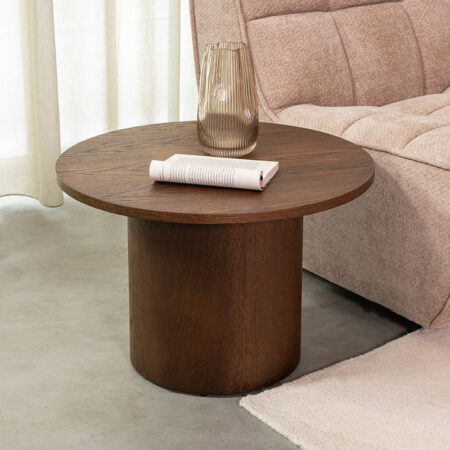 LABEL51 Salontafel Oliva - Walnoot - Eiken - 60 cm - Rond