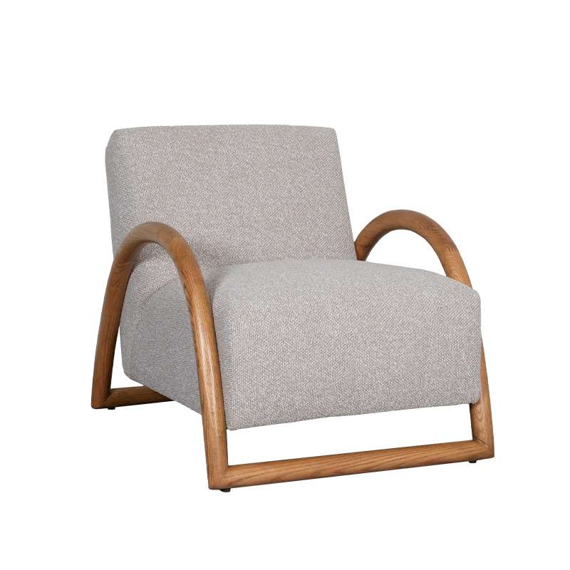 LABEL51 Fauteuil Viggo - Naturel - Royal Boucle - Naturel Houten Frame
